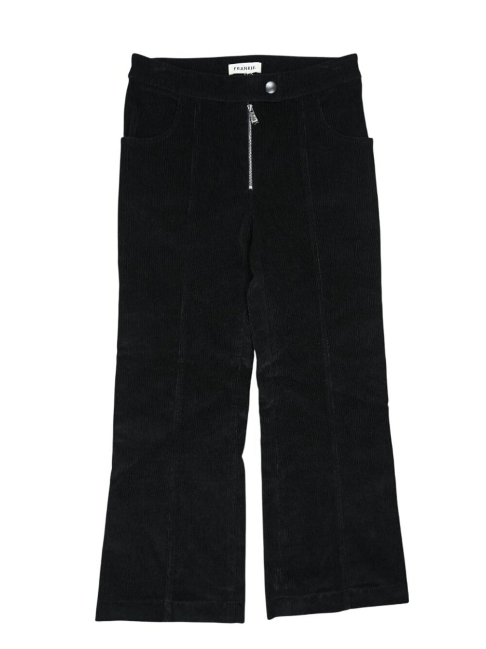 Frankie Corduroy Cropped Flare Pant in Black